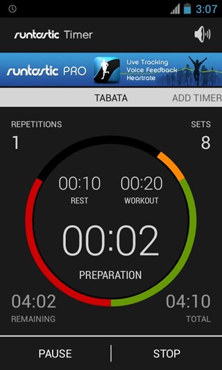 Runtastic 8のタイマー Runtastic 8のタイマー