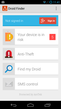 Droid Finder_Home画面 Droid Finder_Home画面