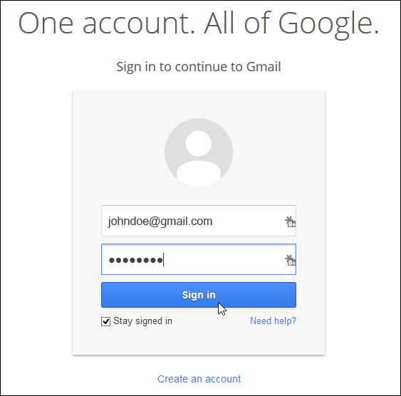 Velg bort Gmail