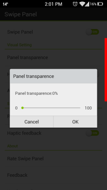 Transparencia del panel deslizante