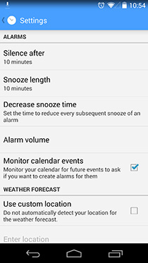 AlarmPad-for-Android-beállítások