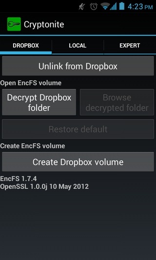 Cryptonite-Android Dropbox