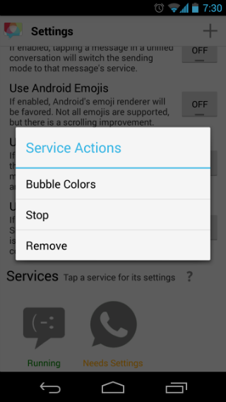 ปิดเมนูบริบทบริการการตั้งค่า Android