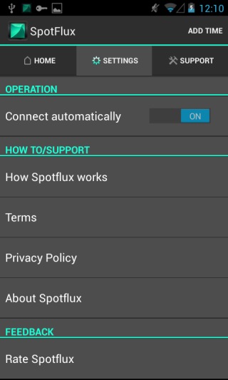 הגדרות Spotflux