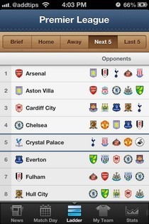 סולם iOS של EPL Live