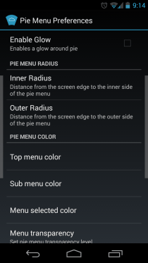 Pie Controls für Android 5