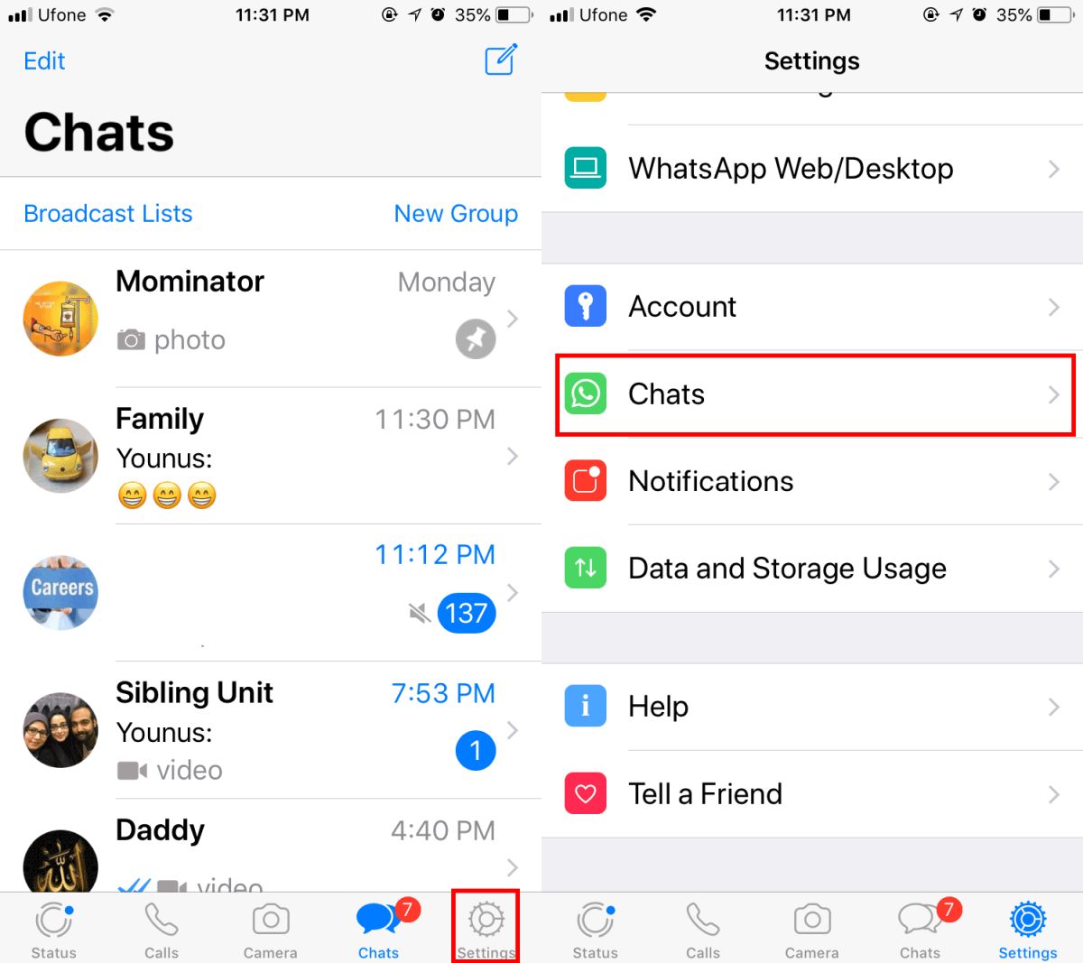 Whatsappでチャットの背景を変更する方法