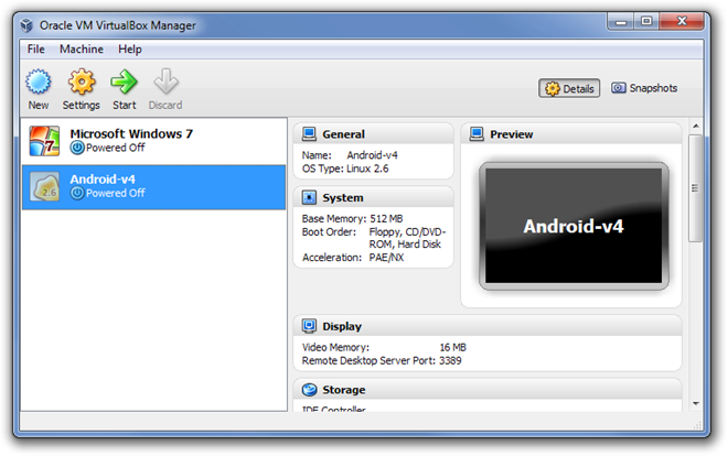 Oracle VM VirtualBox Manager