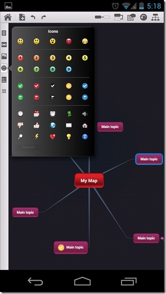 „Mindomo“, „Android“, piktogramos