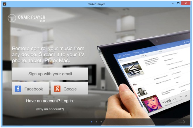 OnAir Player_Windows_Log in