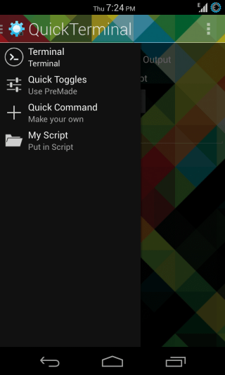 Android için QuickTerminal - Gezinme Çekmecesi