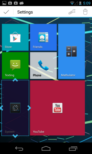 टाइल Launcher_Tile सेटिंग्स