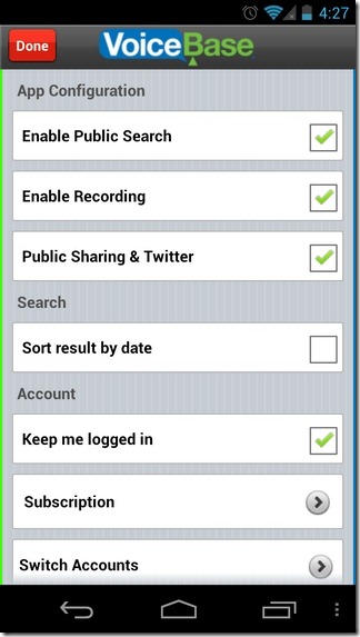 VoiceBase-Android-Settings