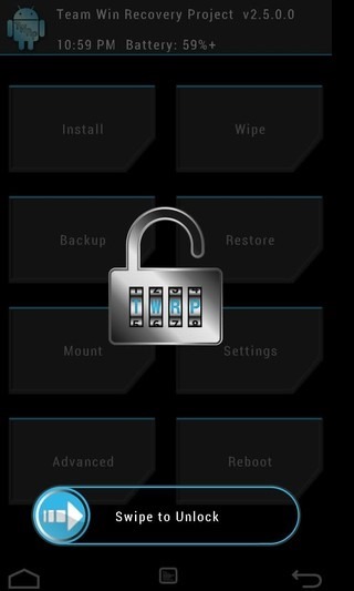 TWRP रिकवरी लॉक स्क्रीन