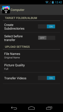 PhotoSync –ワイヤレスTransfer_Setting