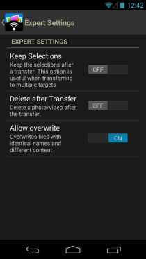 PhotoSync –ワイヤレスTransfer_Settings