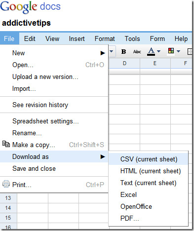 převést Excel na csv google dokumenty