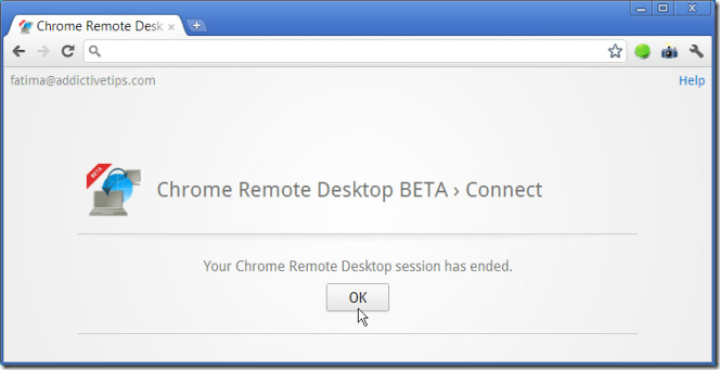 Zakończenie sesji BETA pulpitu zdalnego Chrome