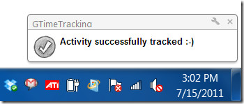 การแจ้งเตือนของ GTimeTracking