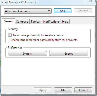 Предпочитания на Gmail Manager