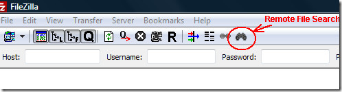 filezilla दूरस्थ खोज