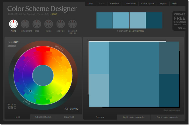 Designer de esquema de cores