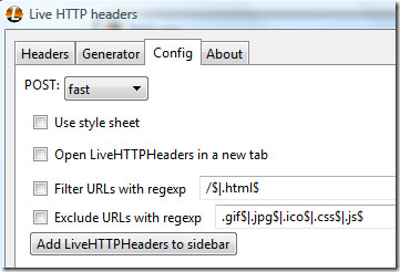 Live-HTTP-Header-Konfiguration