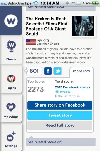 NewsWhip iOS-Optionen NewsWhip iOS-Optionen