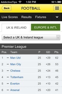 BBC Sport iOS Tabelle BBC Sport iOS Tabelle