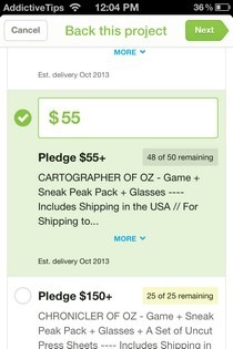 Kickstarter iOS Backing Kickstarter iOS Backing