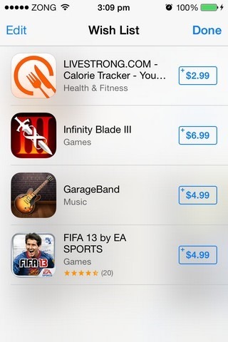 Lista de desejos do iOS 7 App Store