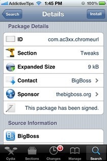 ChromeURL Cydia