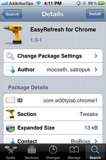 „EasyRefresh“, skirta „Chrome Cydia“