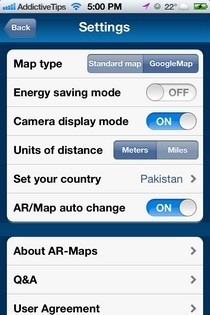 Configurações do iOS do AR-MAPS
