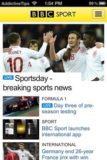 BBC Sport iOS Home