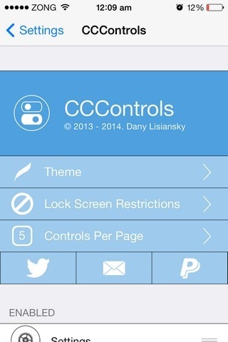 Paramètres iOS de CCControls