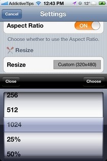 Photo Resizer iOS opcijas