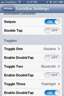 Nabídka LockBar iOS Menu Nabídka LockBar iOS Menu