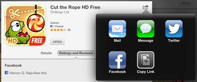 App Store Share Menu iPad iOS 6