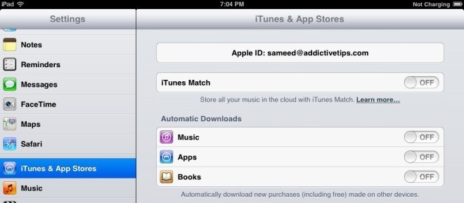 „App Store“ nustatymai „iPad iOS 6“