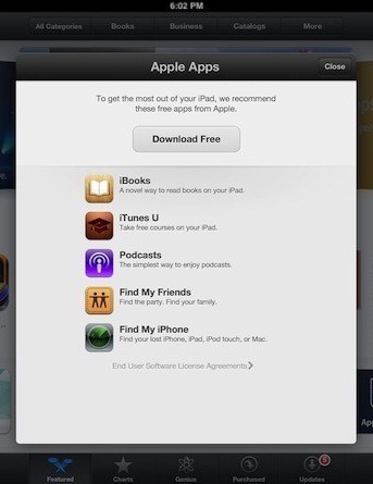 App Store Apple lietotņu ieteikumi iPad iOS 6