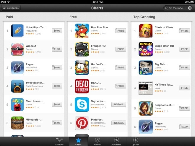 Διαγράμματα εφαρμογών App Store iPad iOS 6