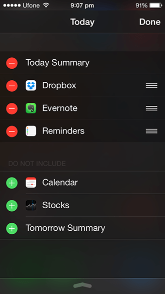 Widget iOS 8 - Configuração original