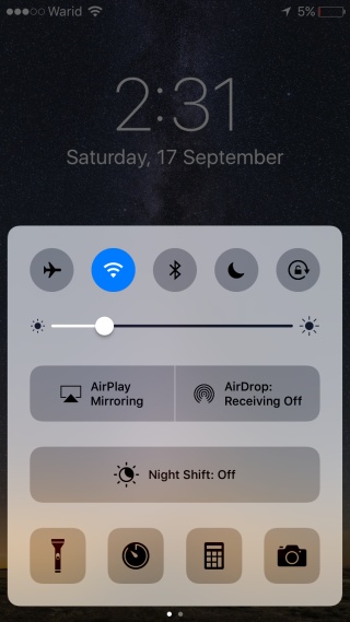 iOS-10-ไฟฉาย