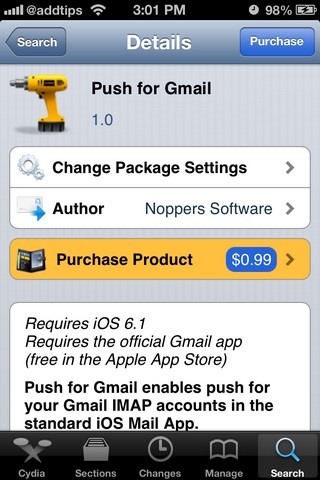 Push за Gmail Cydia