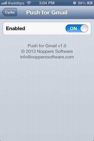 Push for Gmail iOS Settings