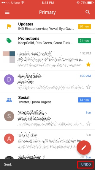 gmail לבטל לשלוח ios