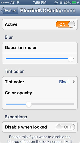 BlurriedNCBackground-innstillinger