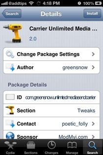 Unlimited Media Send iOS Carrier