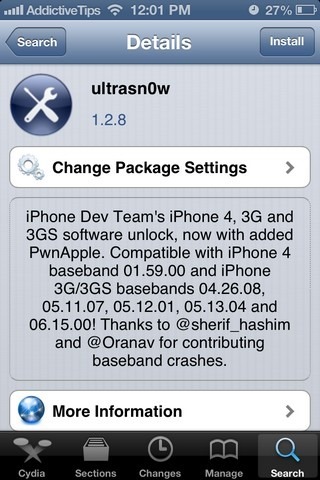 ultrasn0w Cydia